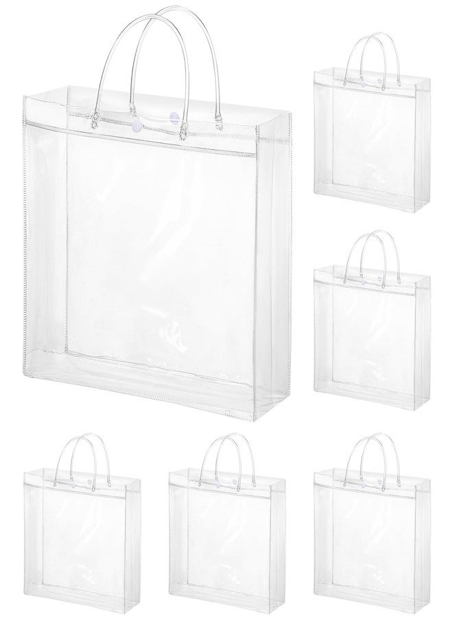 woric 6 Pack Large Clear Gift Bags with Handle, 11.8"X3.9"x9.8" Plastic Valentine's Day Bags Shopping Bag for Small Business Gifts Party Favors - Image 1